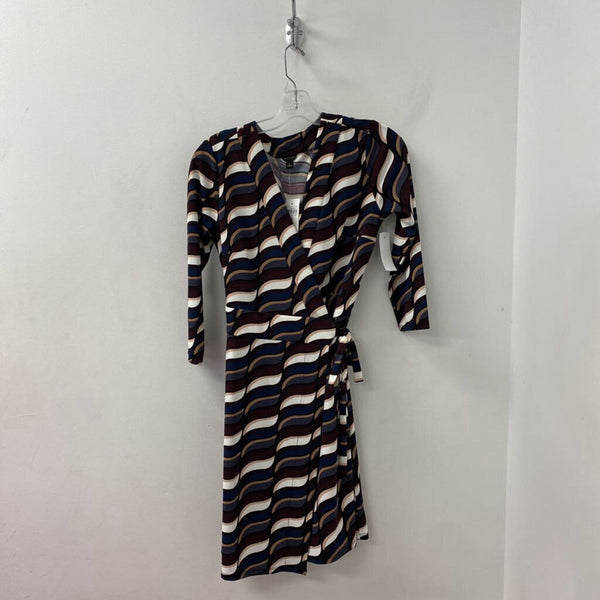 ANN TAYLOR WOMEN'S DRESS plum navy white mix 4