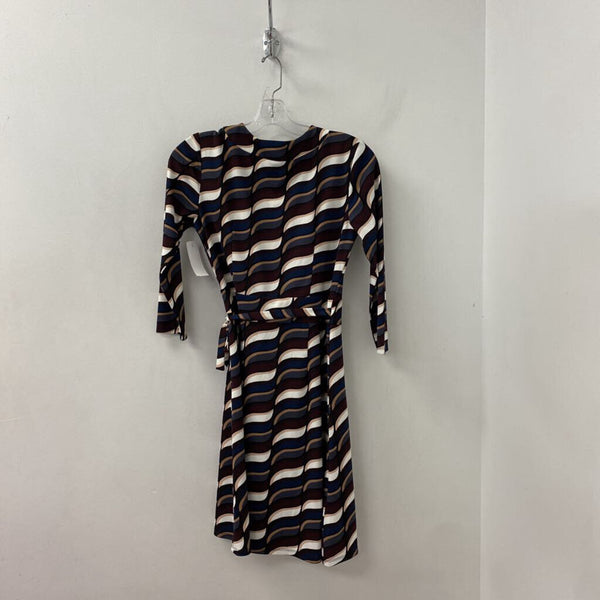 ANN TAYLOR WOMEN'S DRESS plum navy white mix 4