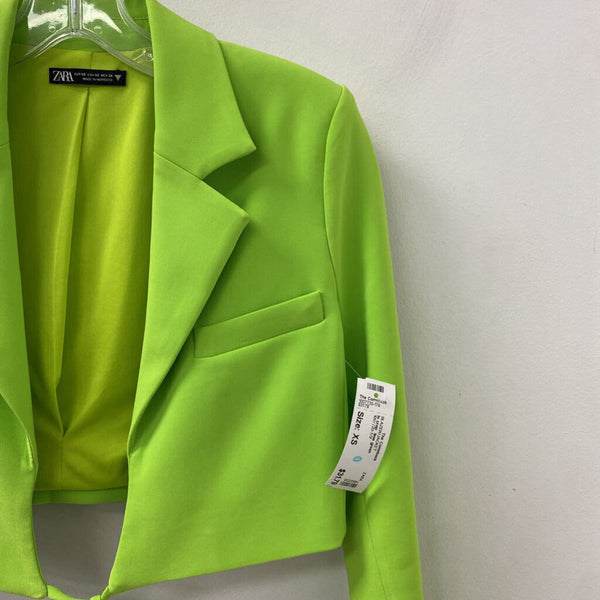 ZARA WOMEN'S BLAZER/JACKET lime green XS