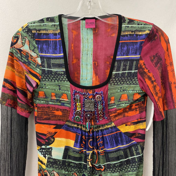 SAVE THE QUEEN WOMEN'S TOP black multi mix S