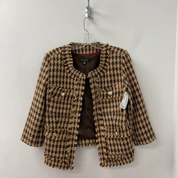 SAKS FIFTH AVE WOMEN'S BLAZER/JACKET brown tan mix M