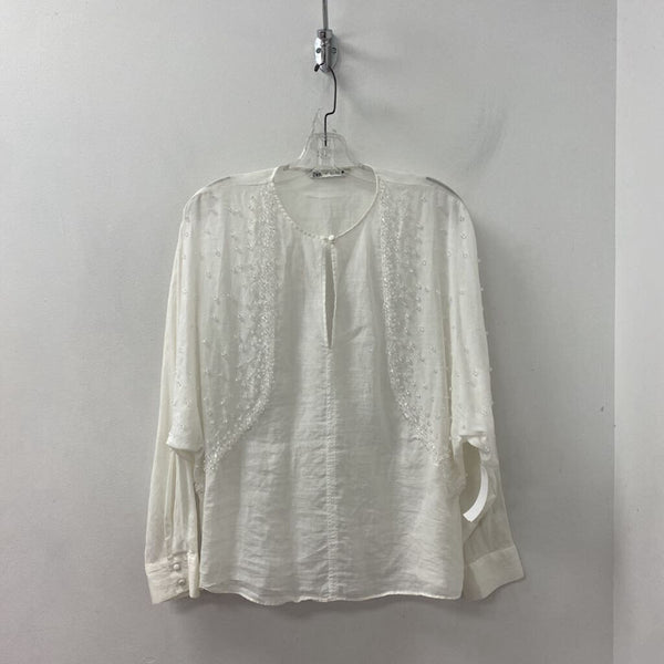 ZARA WOMEN'S BLOUSE/SHIRT white L
