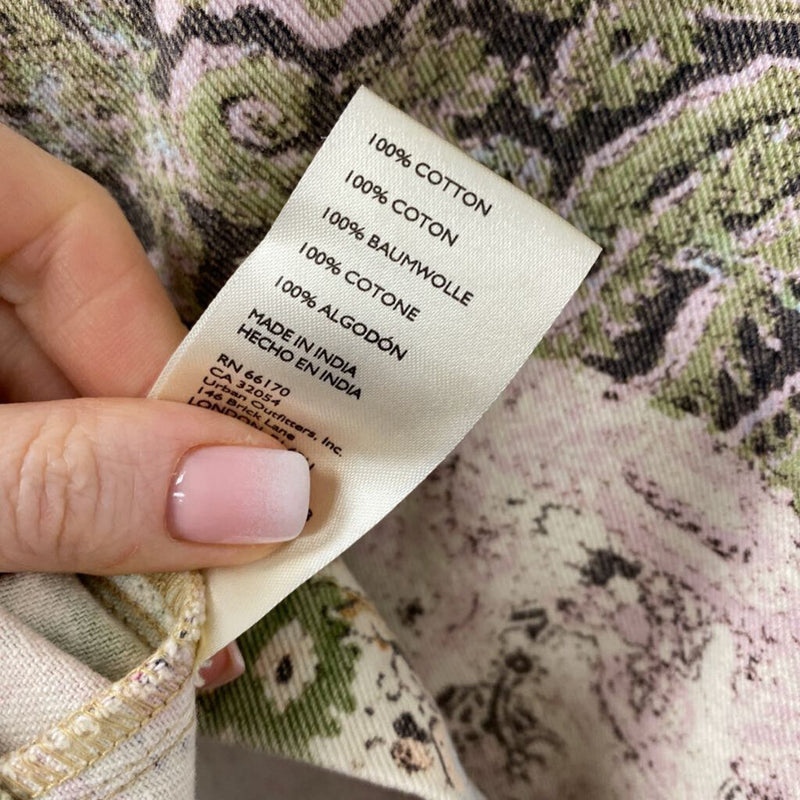 FREE PEOPLE WOMEN'S DENIM JACKET green pink multi mix S