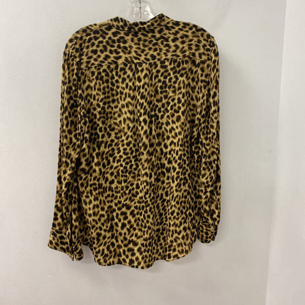 ZARA WOMEN'S BLOUSE/SHIRT black tan mix M