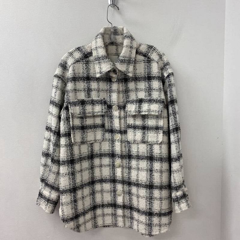 H&M WOMEN'S COAT white grey mix M