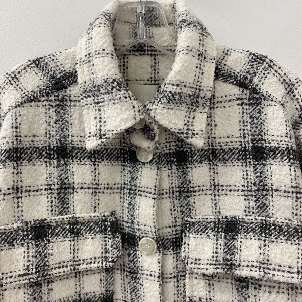 H&M WOMEN'S COAT white grey mix M