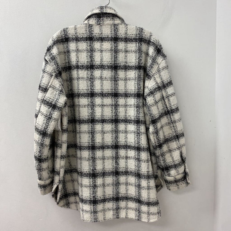 H&M WOMEN'S COAT white grey mix M