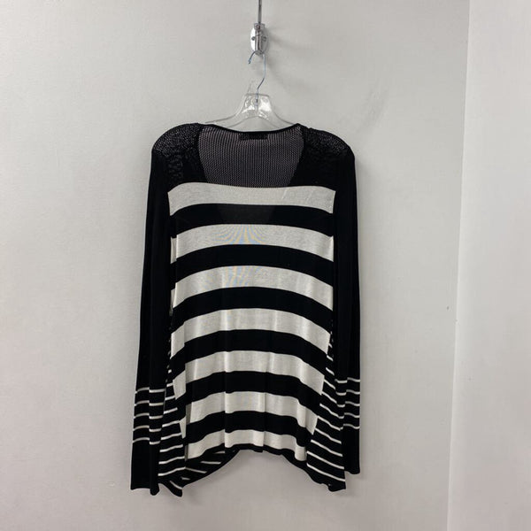 REITMANS WOMEN'S CARDIGAN black white stripe L