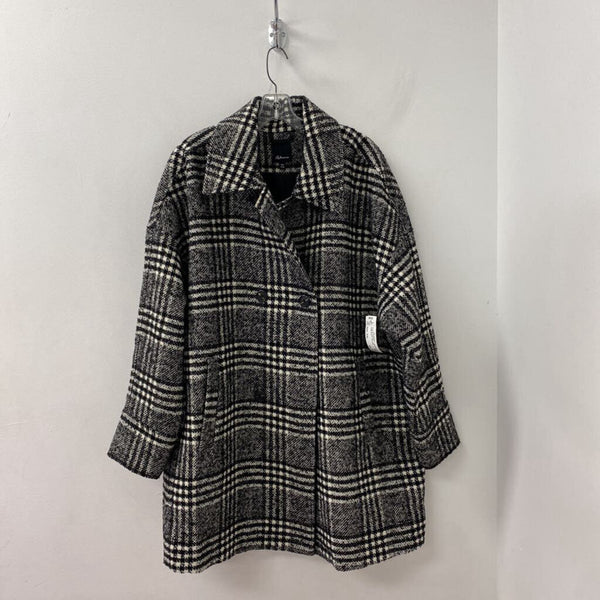 REITMANS WOMEN'S PLUS OUTERWEAR white black plaid XXL