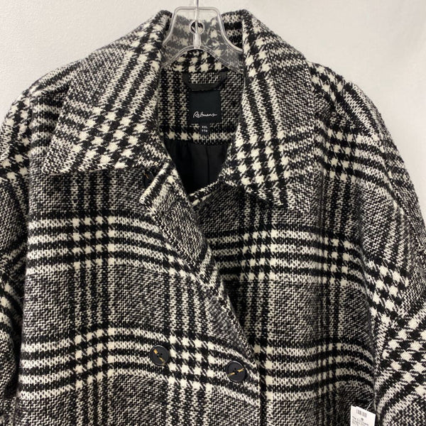 REITMANS WOMEN'S PLUS OUTERWEAR white black plaid XXL