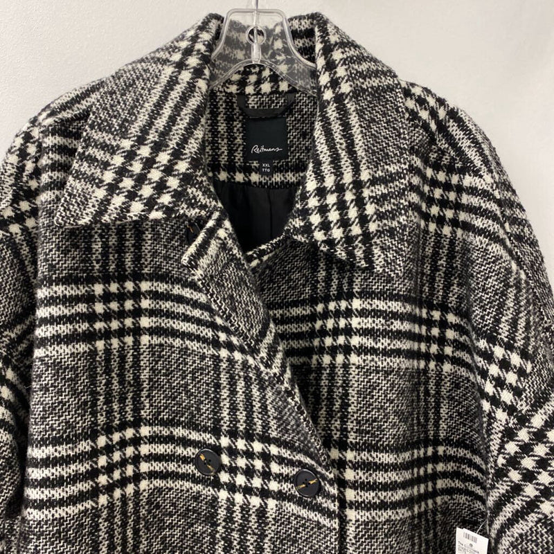 REITMANS WOMEN'S PLUS OUTERWEAR white black plaid XXL