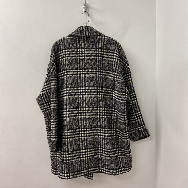 REITMANS WOMEN'S PLUS OUTERWEAR white black plaid XXL