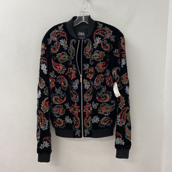 ZARA WOMEN'S BOMBER JACKET black multi mix S