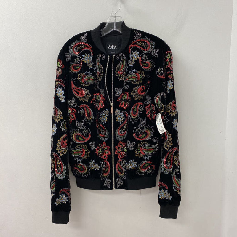 ZARA WOMEN'S BOMBER JACKET black multi mix S