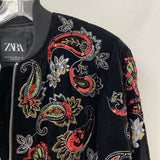 ZARA WOMEN'S BOMBER JACKET black multi mix S