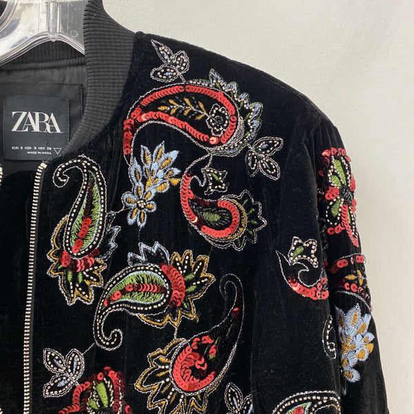 ZARA WOMEN'S BOMBER JACKET black multi mix S