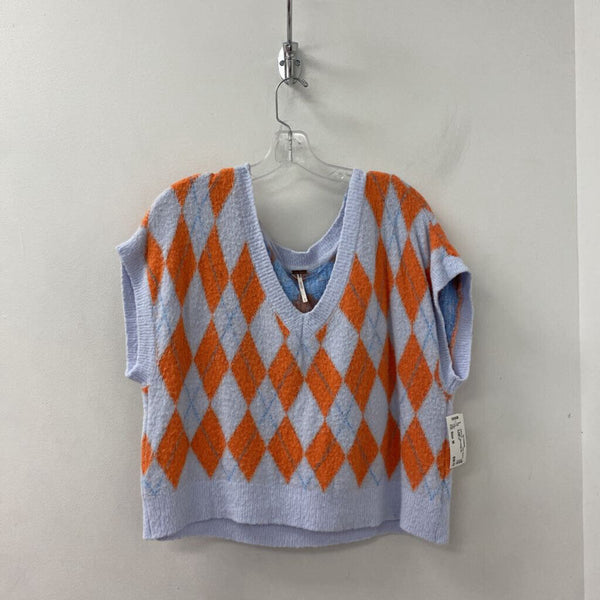 FREE PEOPLE WOMEN'S SWEATER blue orange mix M