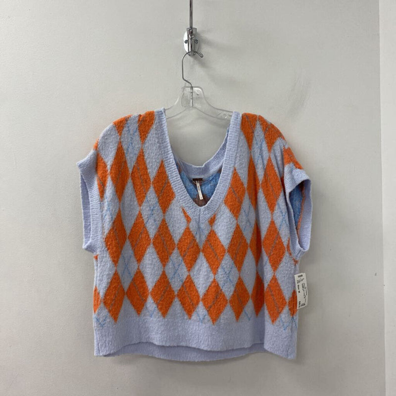 FREE PEOPLE WOMEN'S SWEATER blue orange mix M