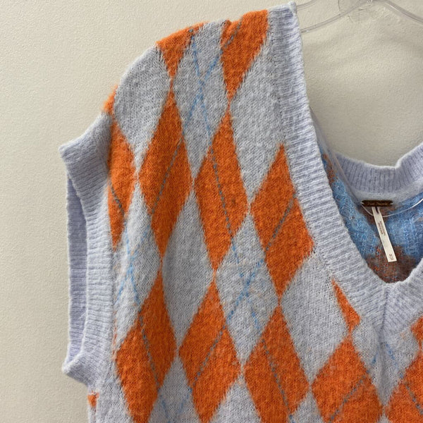 FREE PEOPLE WOMEN'S SWEATER blue orange mix M