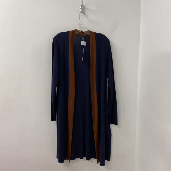 EILEEN FISHER WOMEN'S CARDIGAN navy brown L
