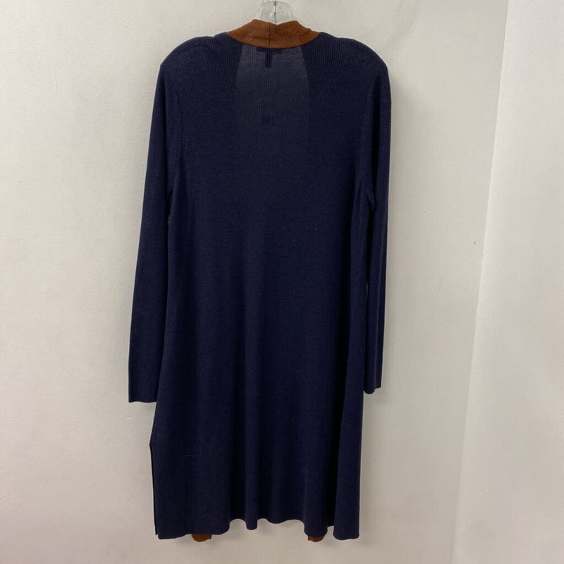 EILEEN FISHER WOMEN'S CARDIGAN navy brown L