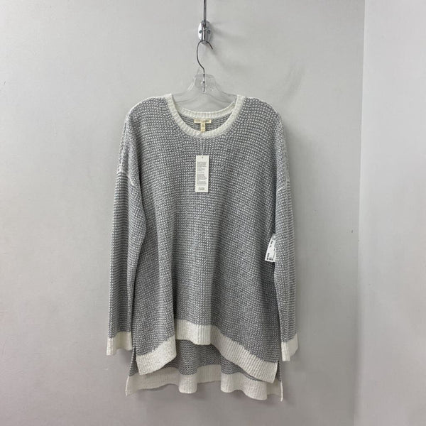 EILEEN FISHER WOMEN'S SWEATER grey white XL