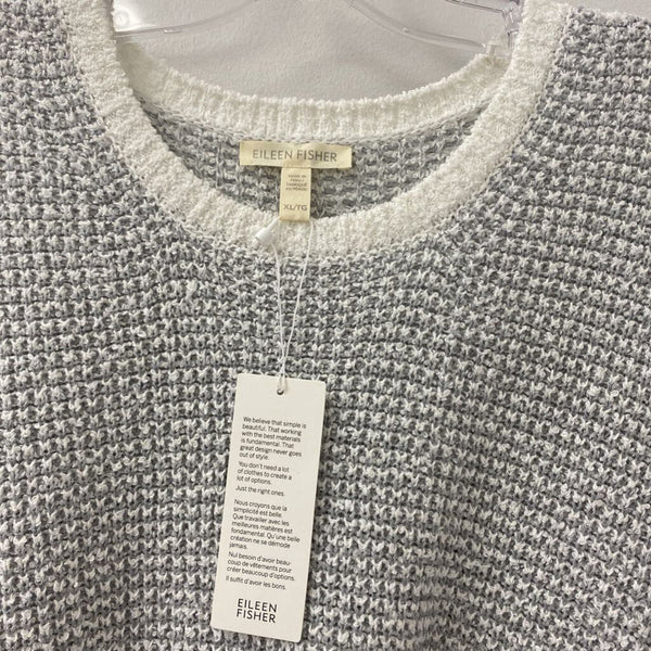 EILEEN FISHER WOMEN'S SWEATER grey white XL