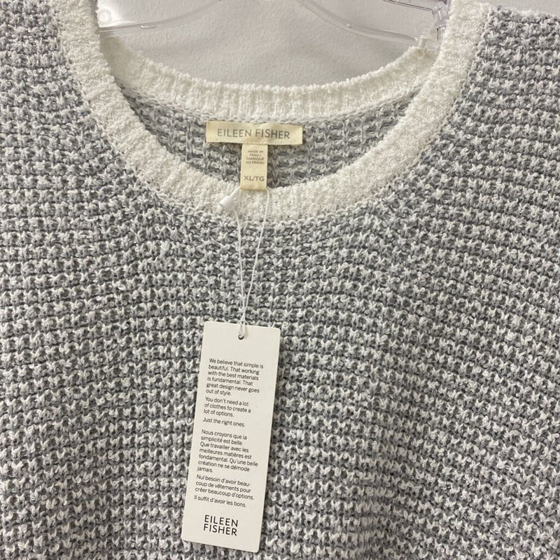 EILEEN FISHER WOMEN'S SWEATER grey white XL