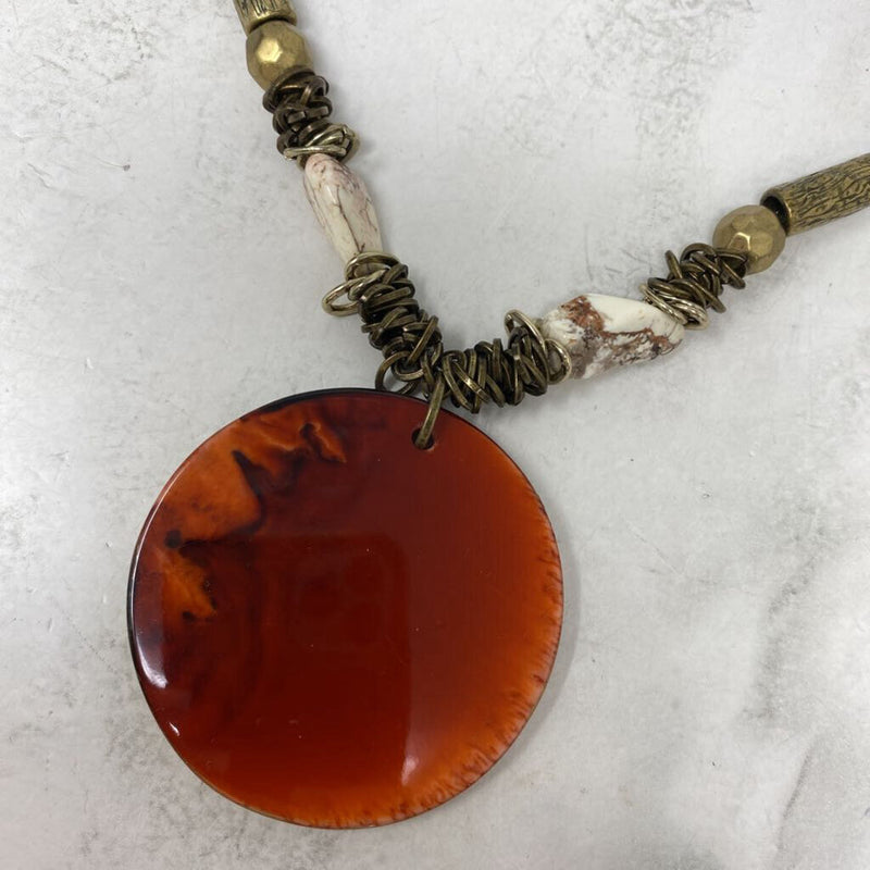 CHICOS WOMEN'S NECKLACE brown orange