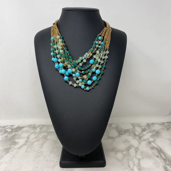 STELLA & DOT WOMEN'S NECKLACE gold green turquoise
