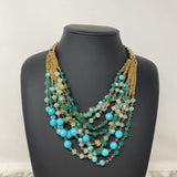 STELLA & DOT WOMEN'S NECKLACE gold green turquoise