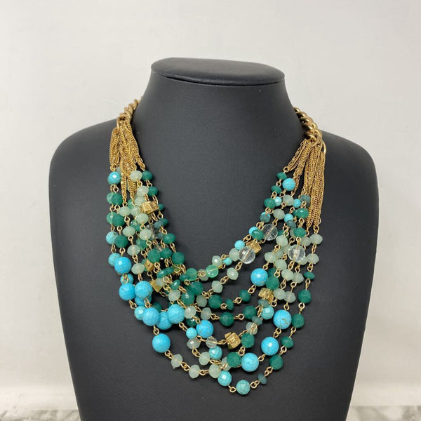 STELLA & DOT WOMEN'S NECKLACE gold green turquoise