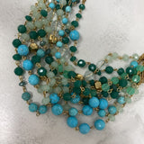 STELLA & DOT WOMEN'S NECKLACE gold green turquoise