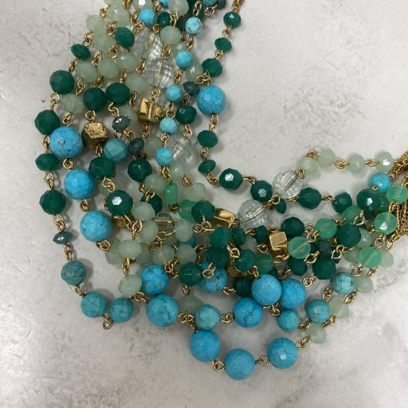 STELLA & DOT WOMEN'S NECKLACE gold green turquoise