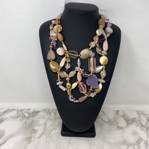 CHICOS WOMEN'S NECKLACE pink purple gold