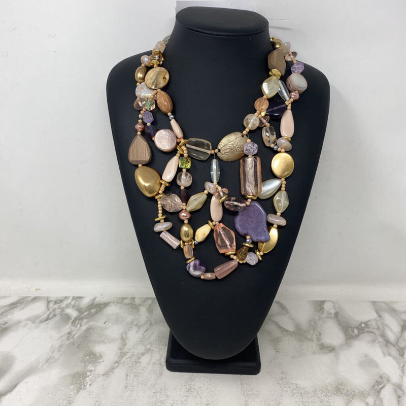 CHICOS WOMEN'S NECKLACE pink purple gold