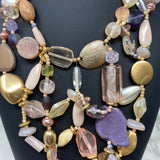 CHICOS WOMEN'S NECKLACE pink purple gold