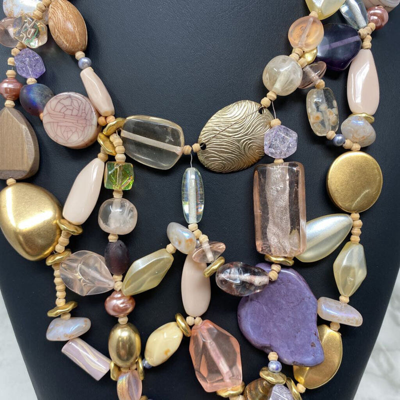 CHICOS WOMEN'S NECKLACE pink purple gold