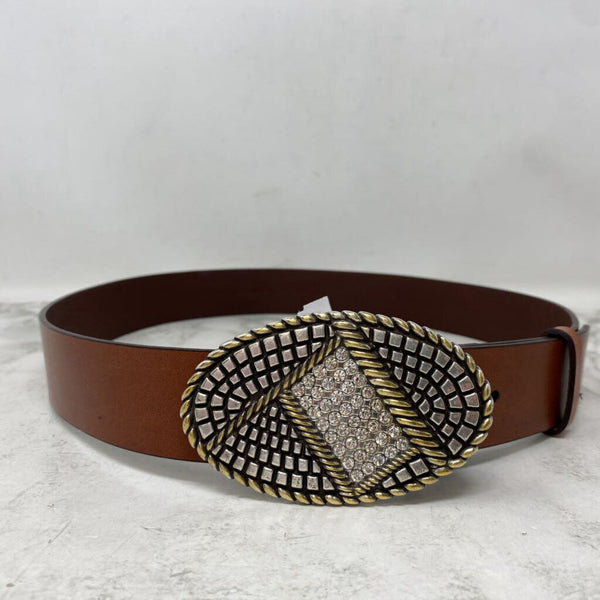 CHICOS WOMEN'S BELT tan gold silver M