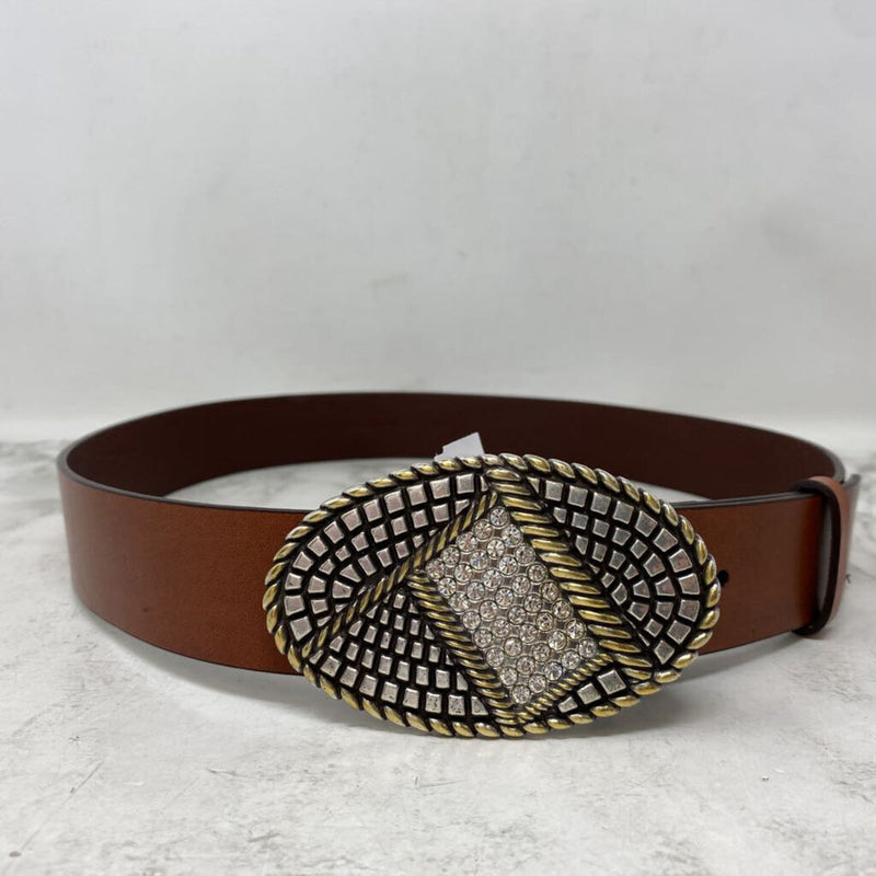 CHICOS WOMEN'S BELT tan gold silver M
