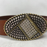 CHICOS WOMEN'S BELT tan gold silver M