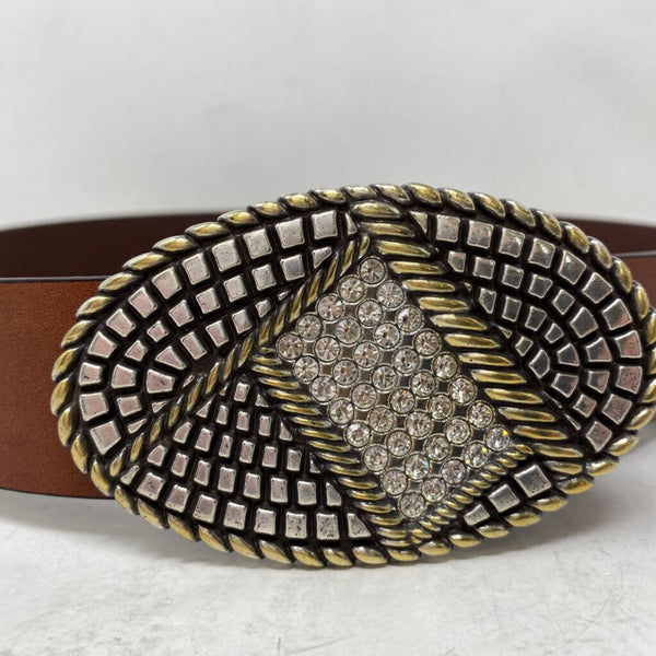 CHICOS WOMEN'S BELT tan gold silver M