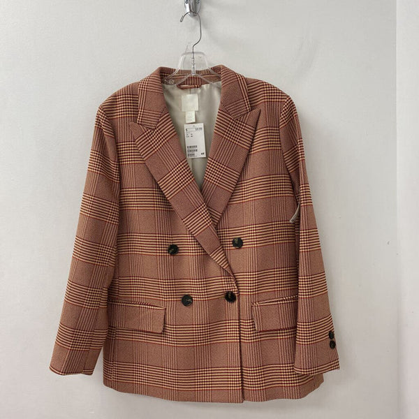 H&M WOMEN'S BLAZER/JACKET burgundy beige mix 12
