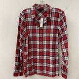 J CREW WOMEN'S BLOUSE/SHIRT red navy white mix 12