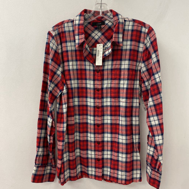 J CREW WOMEN'S BLOUSE/SHIRT red navy white mix 12