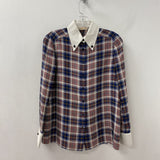 TORY BURCH WOMEN'S BLOUSE/SHIRT navy white burgundy mix 0