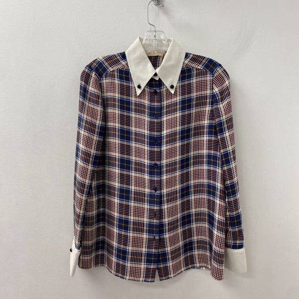 TORY BURCH WOMEN'S BLOUSE/SHIRT navy white burgundy mix 0