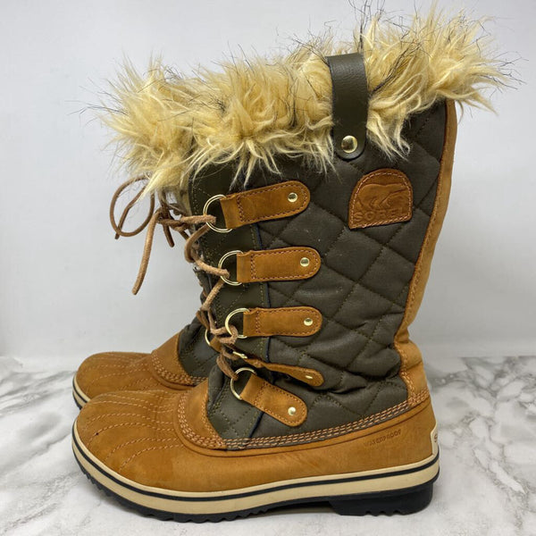 SOREL WOMEN'S BOOTS WINTER olive green tan 10