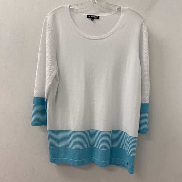 picadilly WOMEN'S TOP white blue L