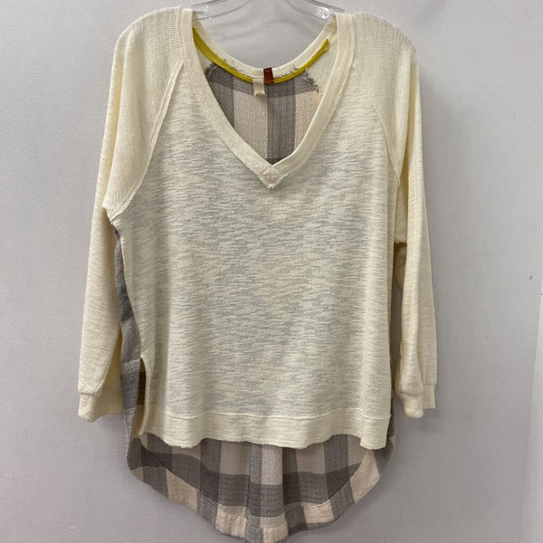 PILCRO WOMEN'S TOP cream grey XS